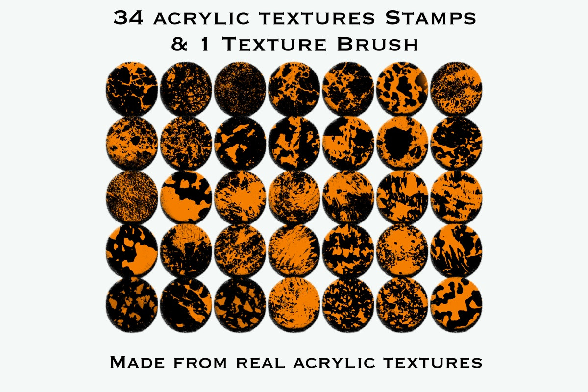 35 Acrylic Grunge Texture Brushes, a Brushes & More by Luna Y Mar (Photo 2 of 6)
