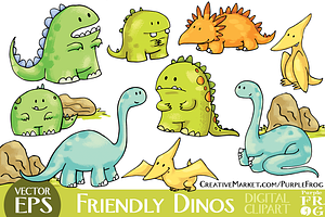 VECTOR - FRIENDLY DINOS - Clipart