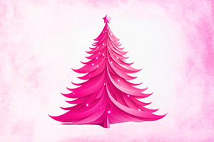 Pink Glam Christmas Tree Clipart