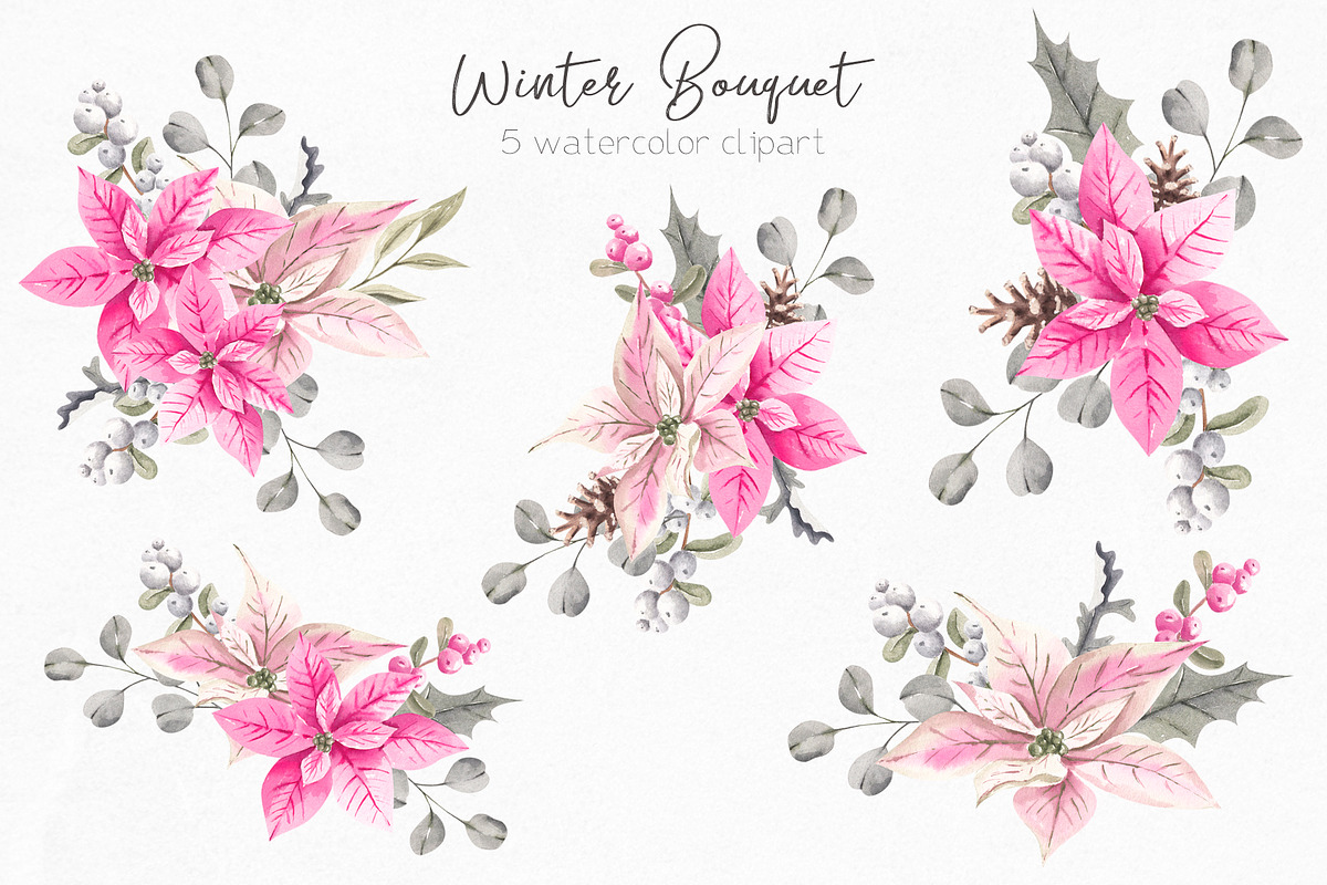 Winter Pink Flowers, an Illustration by YuliyaArtGarden (Photo 5 of 9)