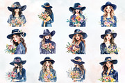 Navy Spring Woman Watercolor Clipart, an Illustration by RobertsArt (Thumbnail 2 of 4)