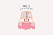 Book Lovers Clipart. Girls and Books, an Object Illustration by VerAna (Thumbnail 24 of 24)
