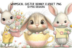 Whimsical Easter Bunny Clipart PNG, an Illustration by Daily.Designs