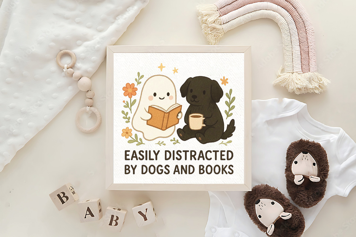Dogs and Books Lover Ghost PNG, an Illustration by CraftArtStudio (Photo 4 of 4)