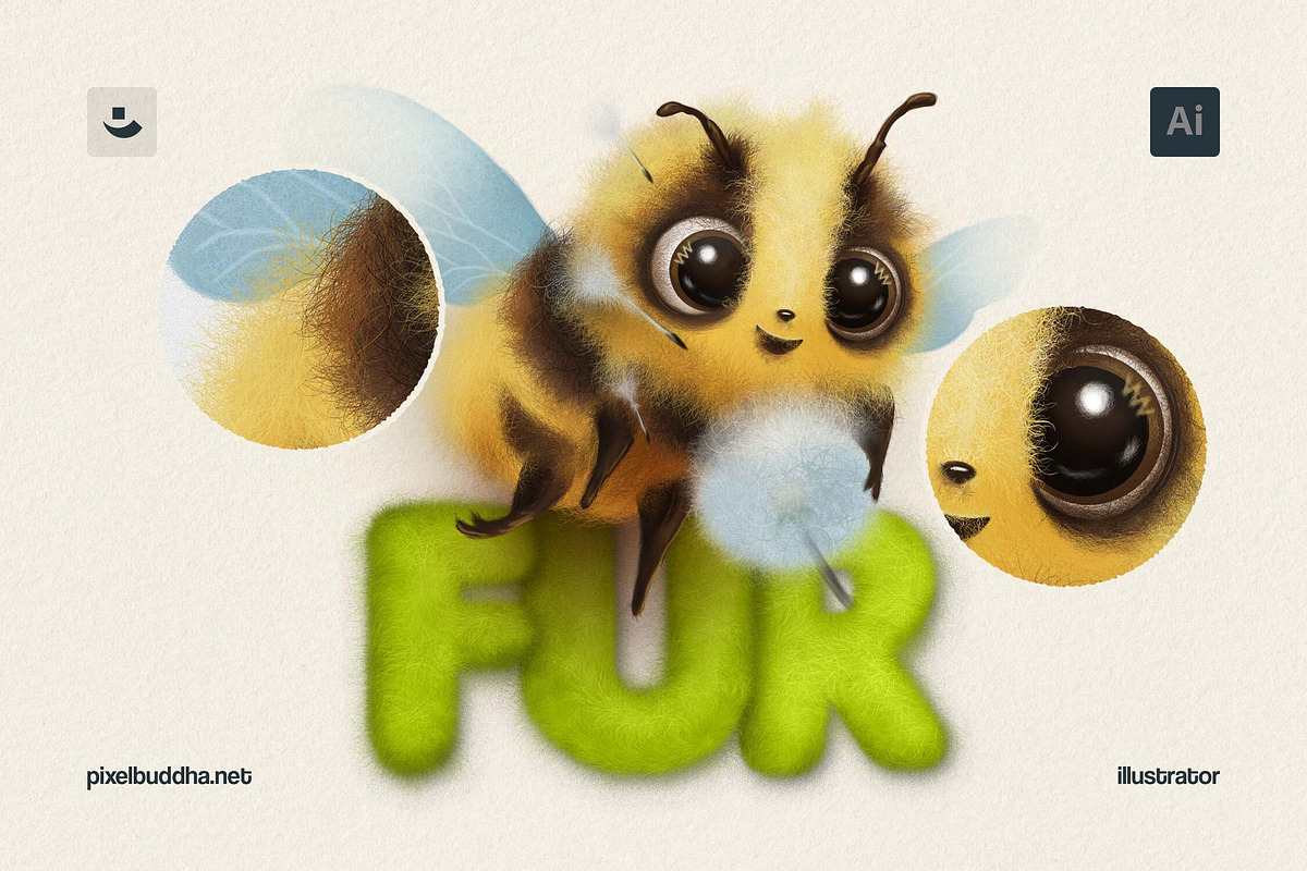 Fur Brushes for Illustrator, a Brush Add-On by pixelbuddha.net