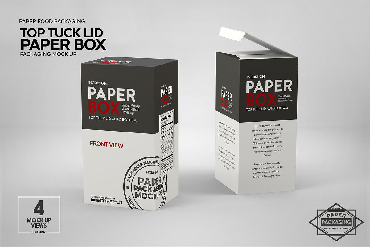 Paper Top Lid Tuck Box Mockup, a Cups & Container Mockup by INCDesign