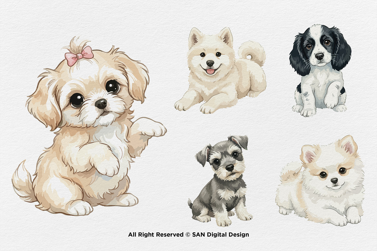 15 Bundle Watercolor Puppy Dog Baby, an Animal Illustration by Morspective (Photo 7 of 8)