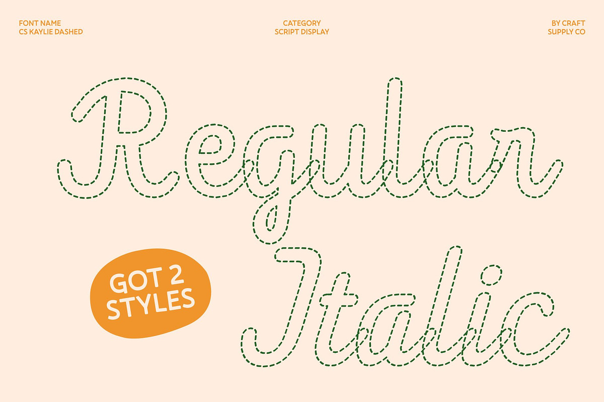 CS Kaylie Dashed, a Script Font by Craft Supply Co. (Photo 3 of 8)