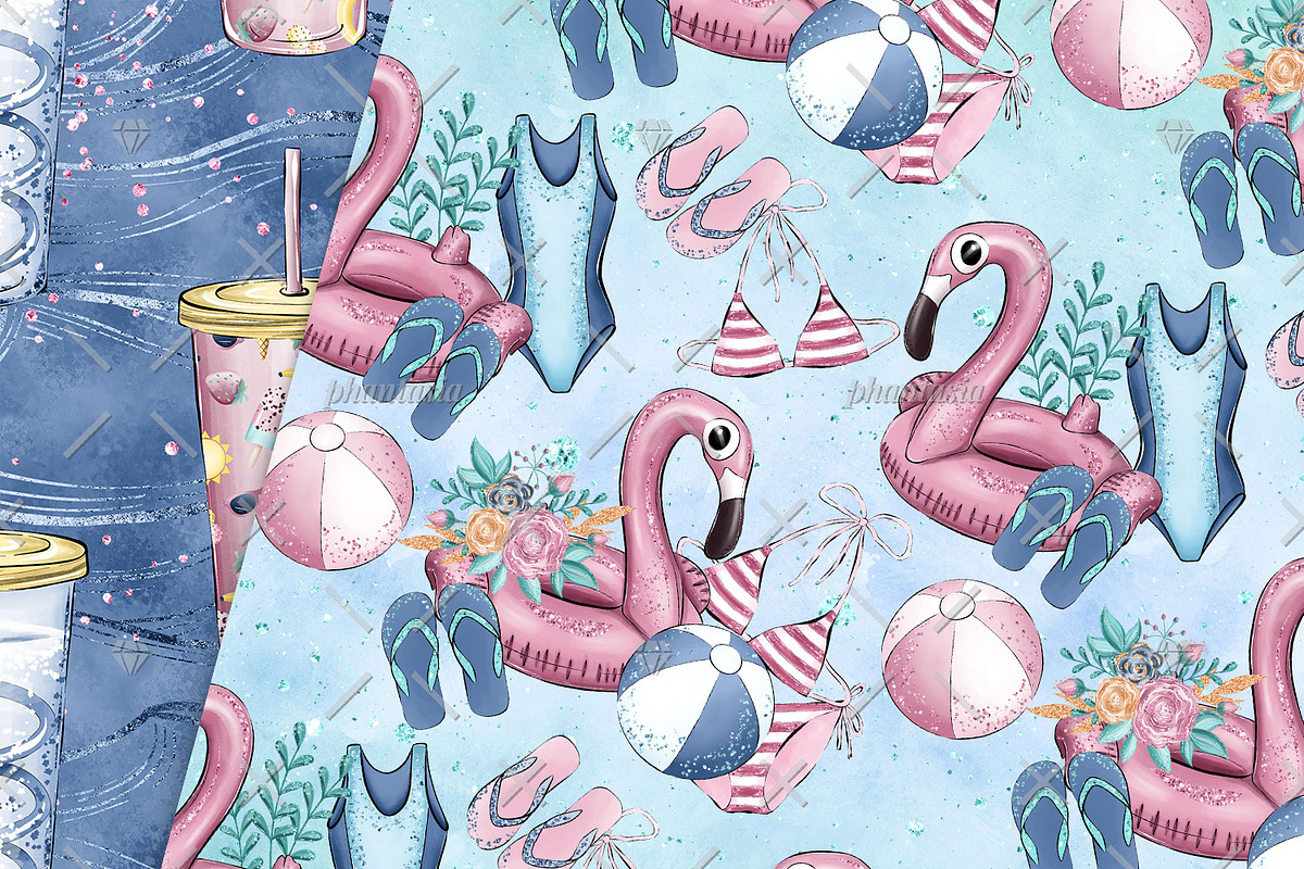 Poolside Digital Papers, a Pattern Graphic by Phantasia Design (Photo 3 of 7)