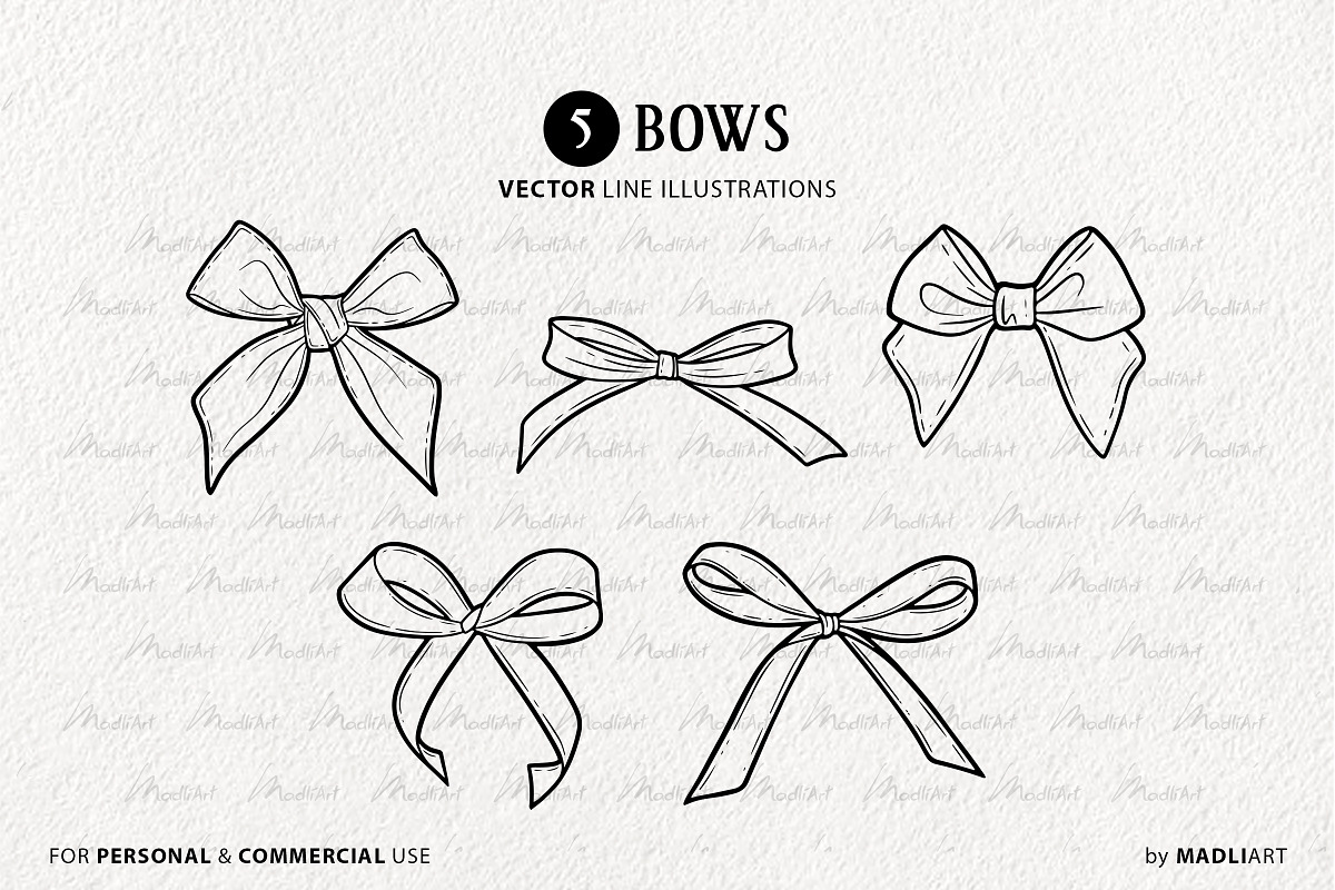 Bow Vector Line Art Set, an Illustration by MadliArt (Photo 3 of 4)