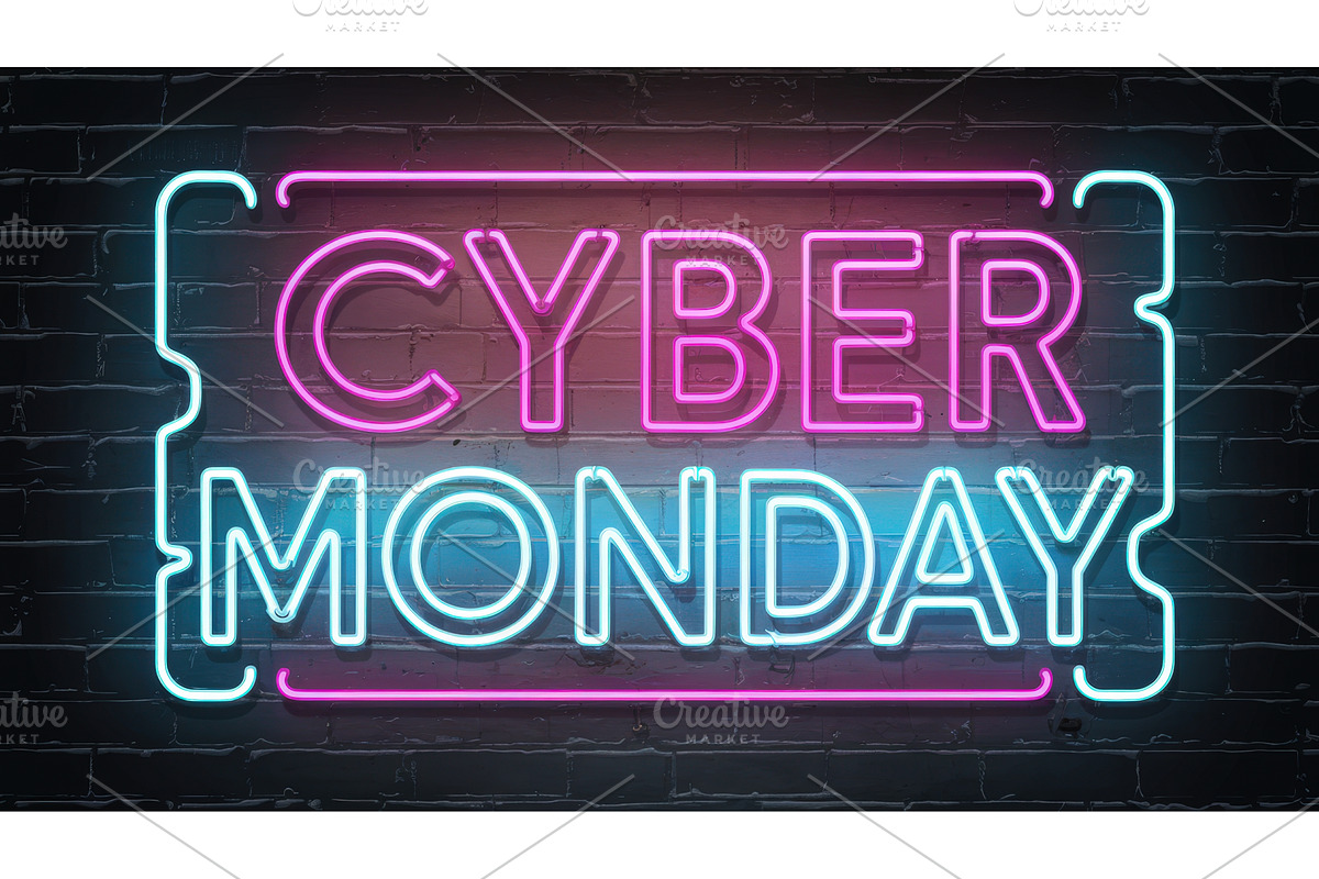 Neon sign displaying the text CYBER, an Illustration by tilialucida