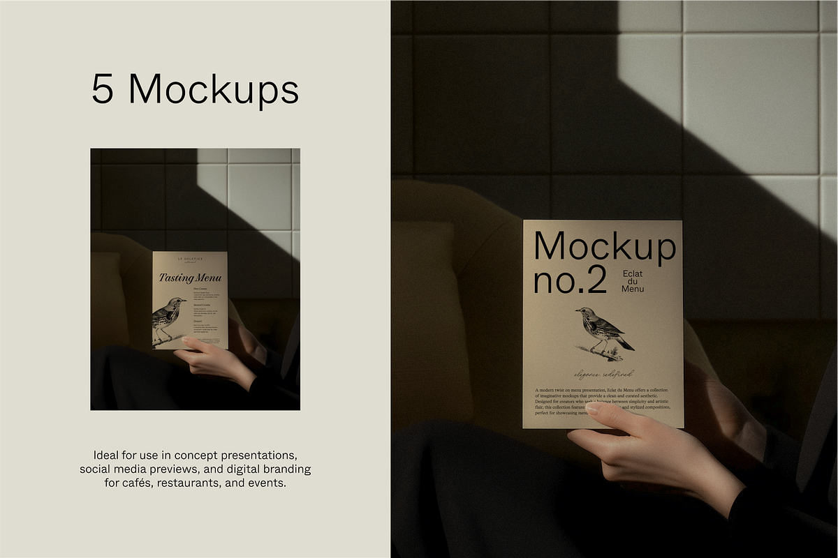 Eclat du Menu: Luxe Dining Mockups, an Advertising Mockup by Made by Attic (Photo 3 of 5)