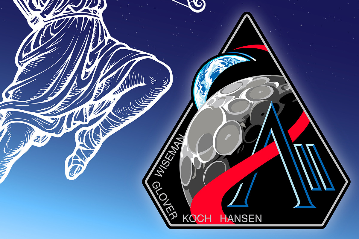 Artemis II moon mission patch, an Education Illustration by frizio (Photo 2 of 4)