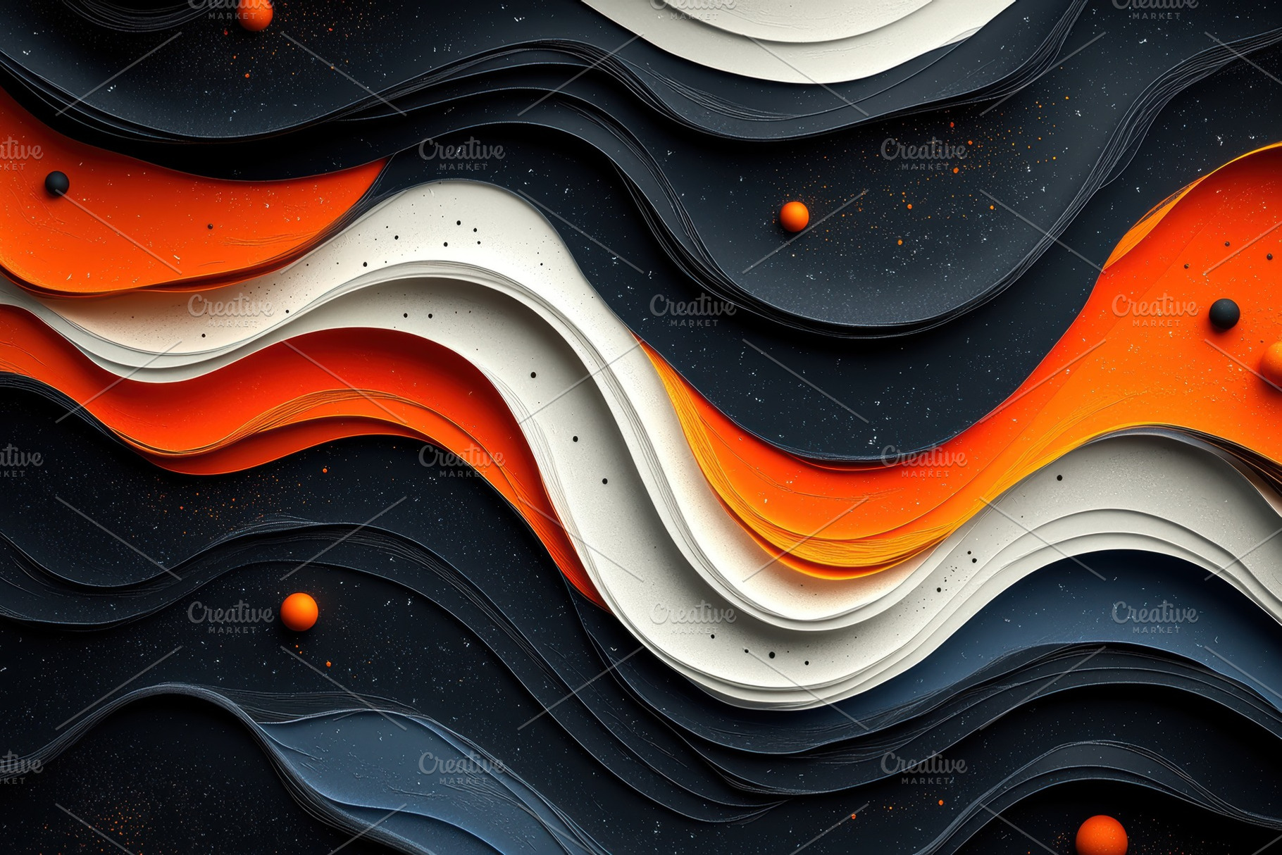 Abstract orange black and white wave, a Photo by Pixeness Studio