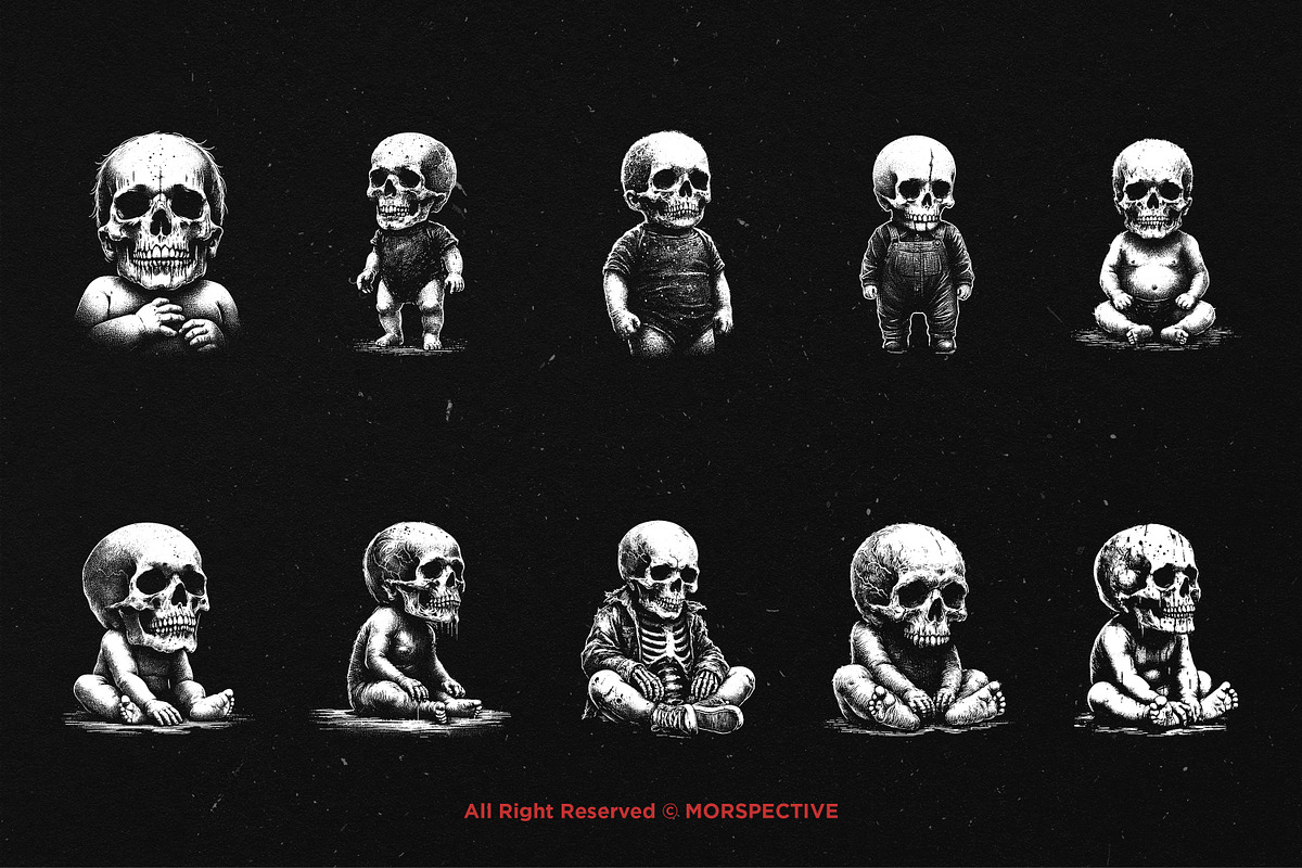 10 Bundle Dark Art Baby Skull Kids, an Illustration by Morspective (Photo 6 of 7)