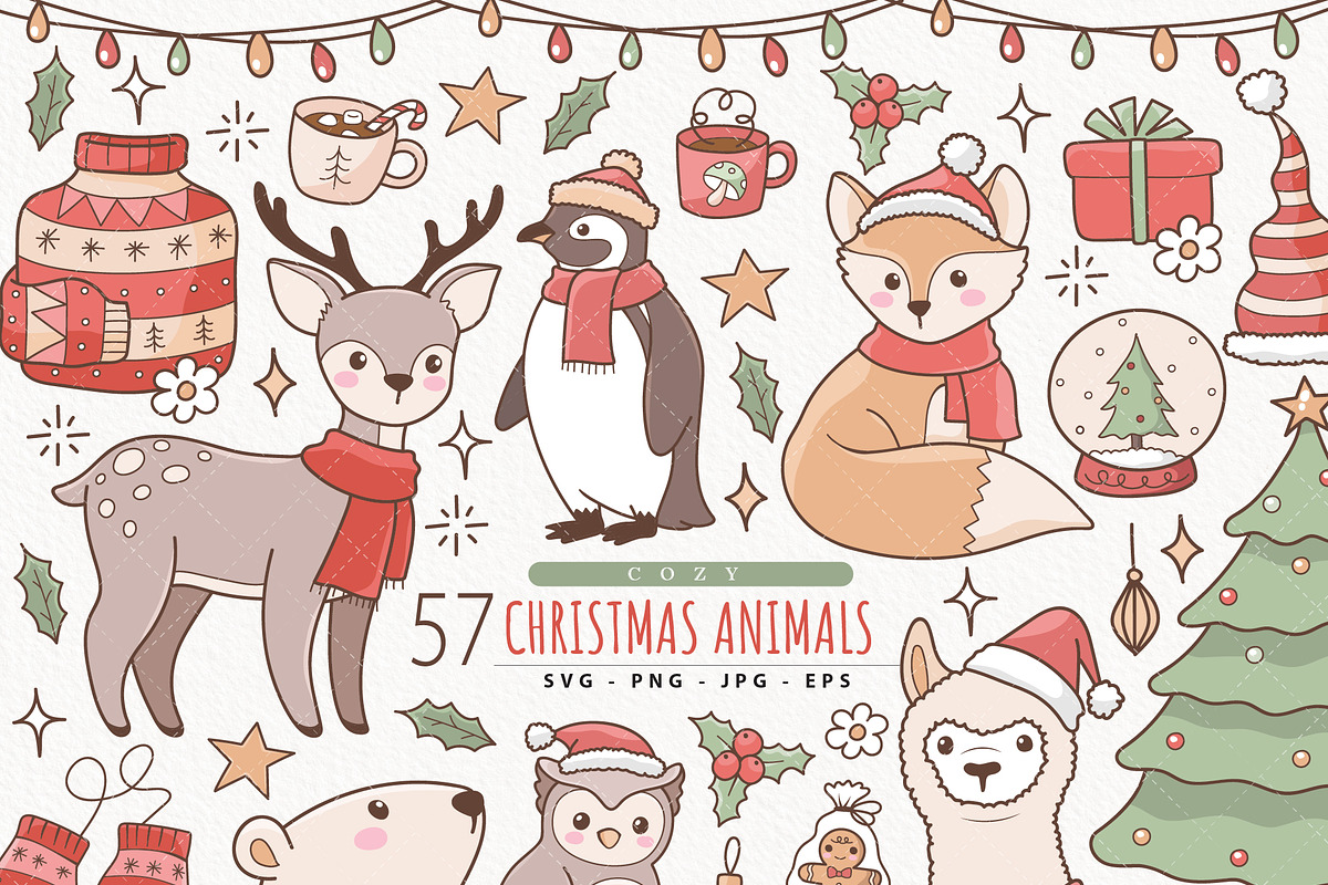 Christmas Animals Clipart, a Seasonal Illustration by TitaLivingArt (Photo 1 of 9)
