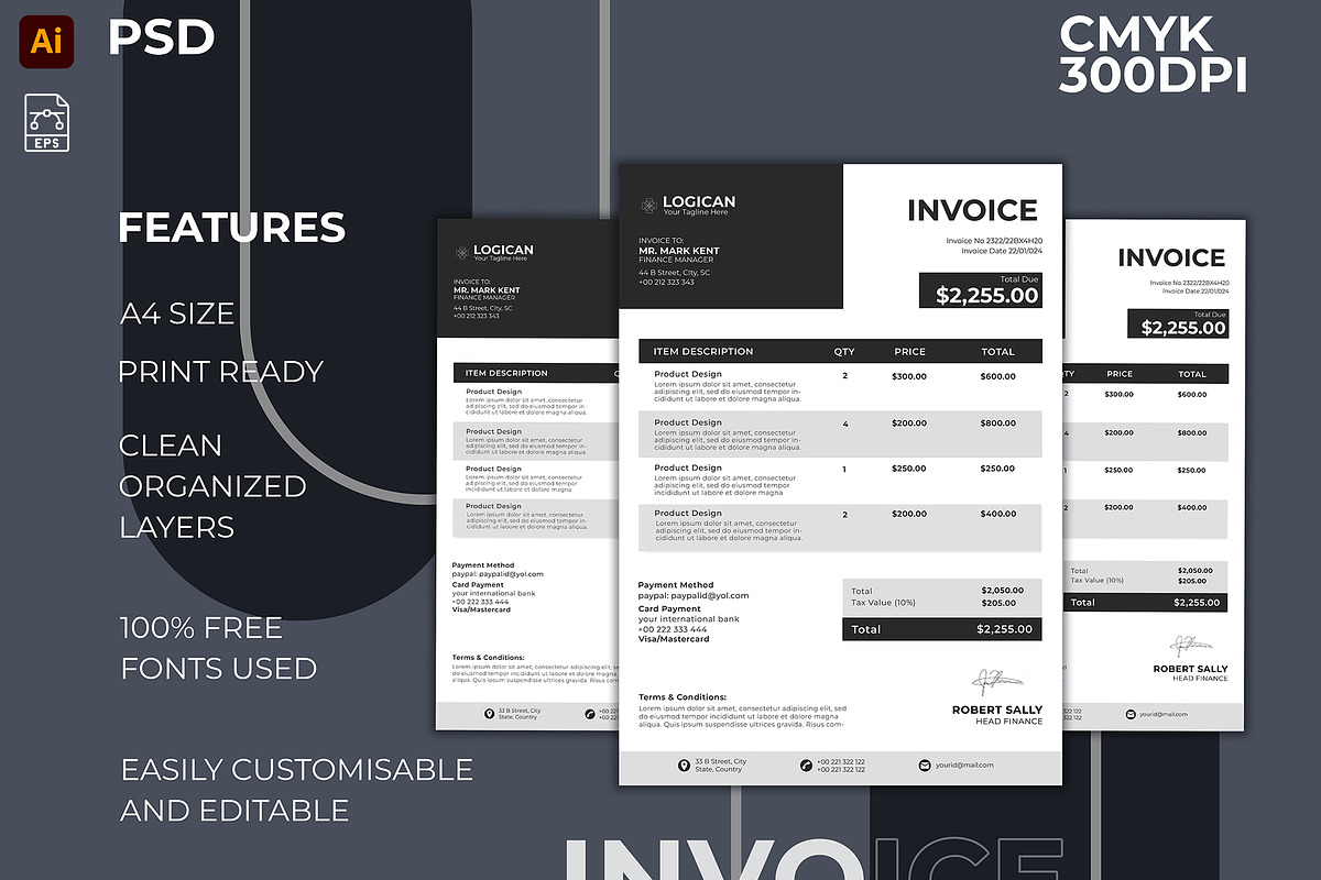 Business/corporate Invoices, a Stationery Template by kamalrawat_gd (Photo 1 of 2)