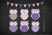 Owls Clipart & Patterns in Purple, an Animal Illustration by Amanda Ilkov (Thumbnail 3 of 4)