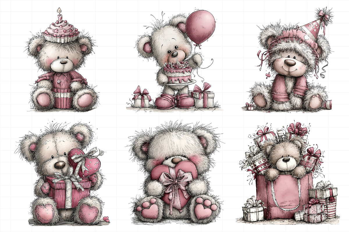 Whimsical Birthday Teddy Bear Clipar, an Illustration by Daily.Designs (Photo 8 of 8)