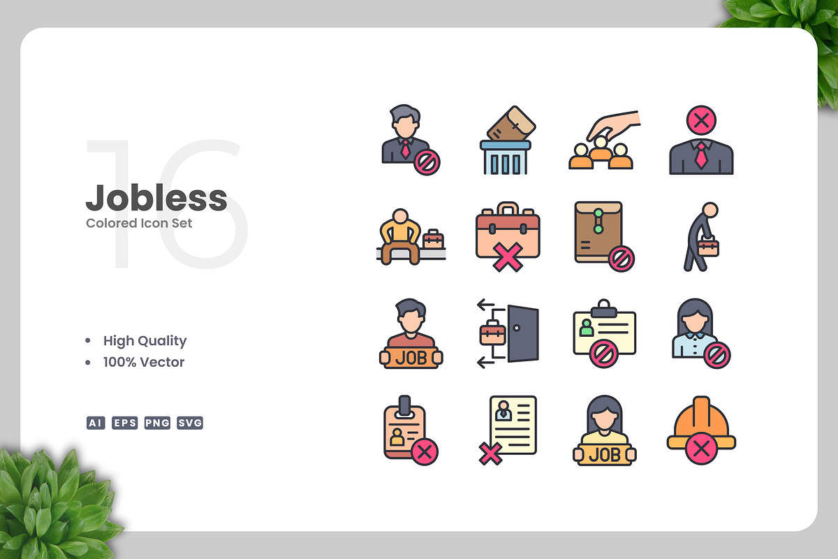 Jobless Colored Icons, an Icon by Upnowgraphic
