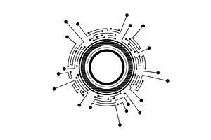 Circuit board circle frame, a Technology Illustration by Things for designers