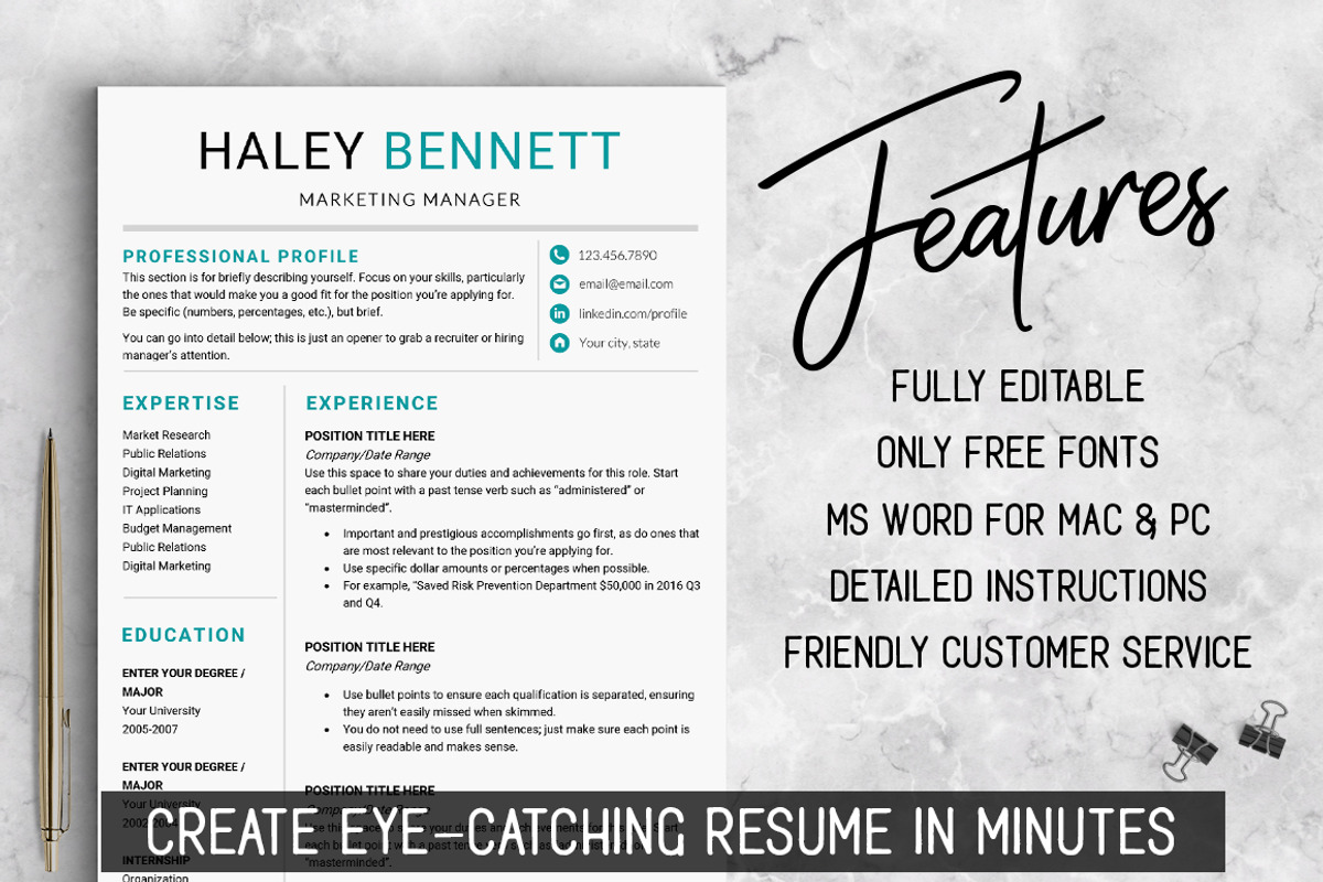 Editable RESUME Template / MS Word, a Resume Template by LevelUpResume (Photo 2 of 5)
