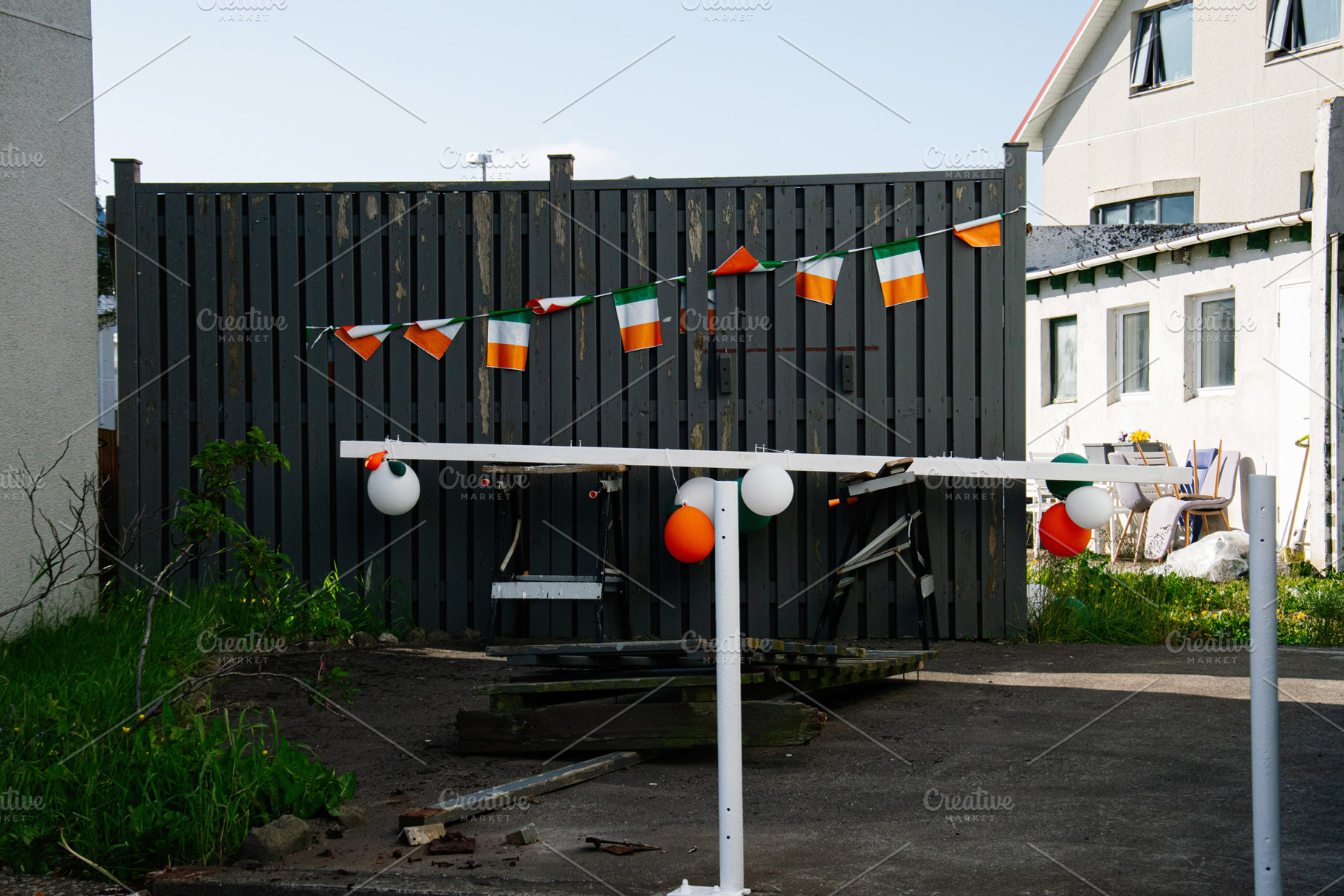 Irish celebration decorations in an outdoor area in Akranes, Iceland, a Photo by AS photostudio