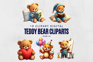 10 Teddy Bear Cliparts Digital