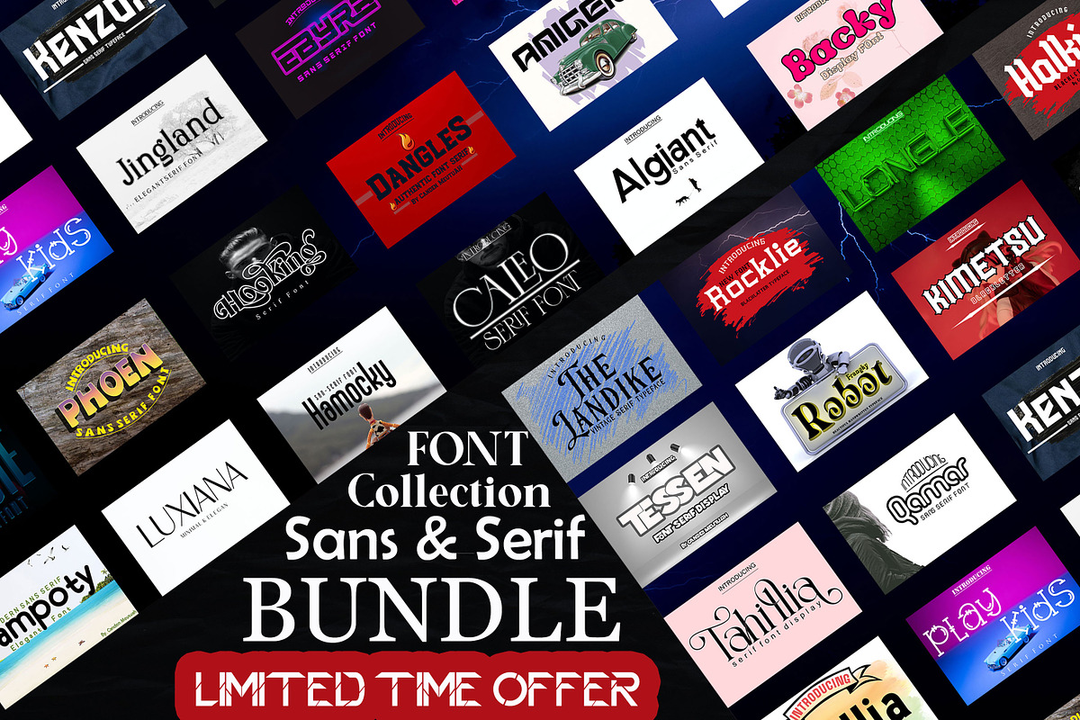 Font Collection Sans & Serif Bundles, a Slab Serif Font by Canden Meutuah (Photo 1 of 8)