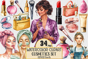Watercolor Cosmetics Clipart, a Seasonal Illustration by Rose Art