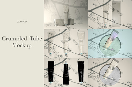 Crumpled Cosmetic Tube Mockup Set, a Product Mockup by Zumrod