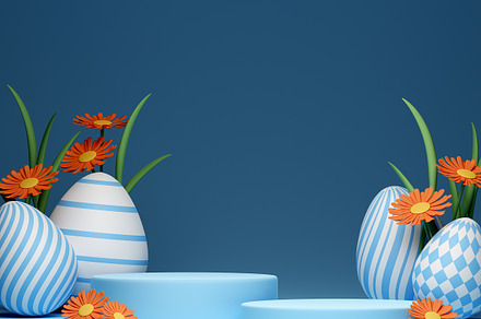 Easter, spring scene with podium