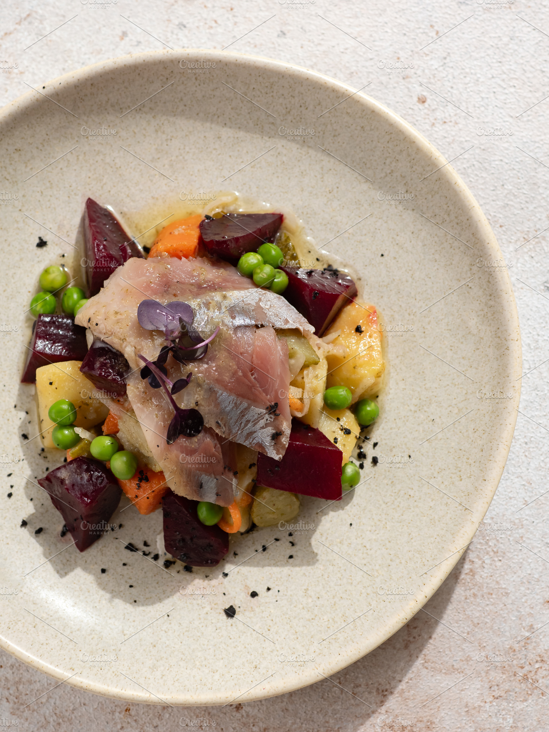 Herring Pickled Fish Salad with Beet, a Food & Drink Photo by Fascinadora