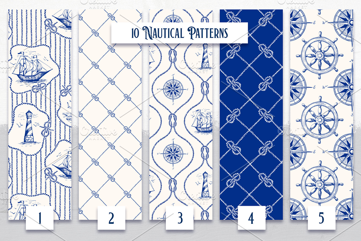 Vintage Nautical Pattern Bundle, a Pattern Graphic by PATTERNS etc. (Photo 5 of 7)