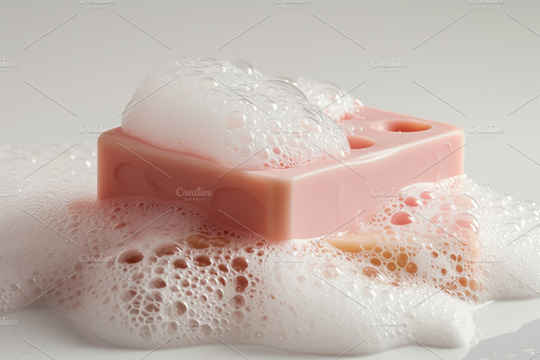 Soap with foam on white background, a Beauty & Fashion Photo by AlyaAnd