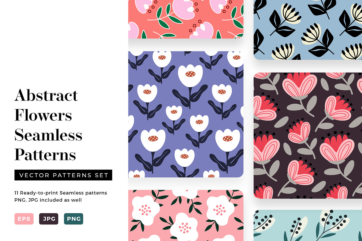 Abstract Flowers Seamless Patterns, a Pattern Graphic by Kotulska (Photo 1 of 9)