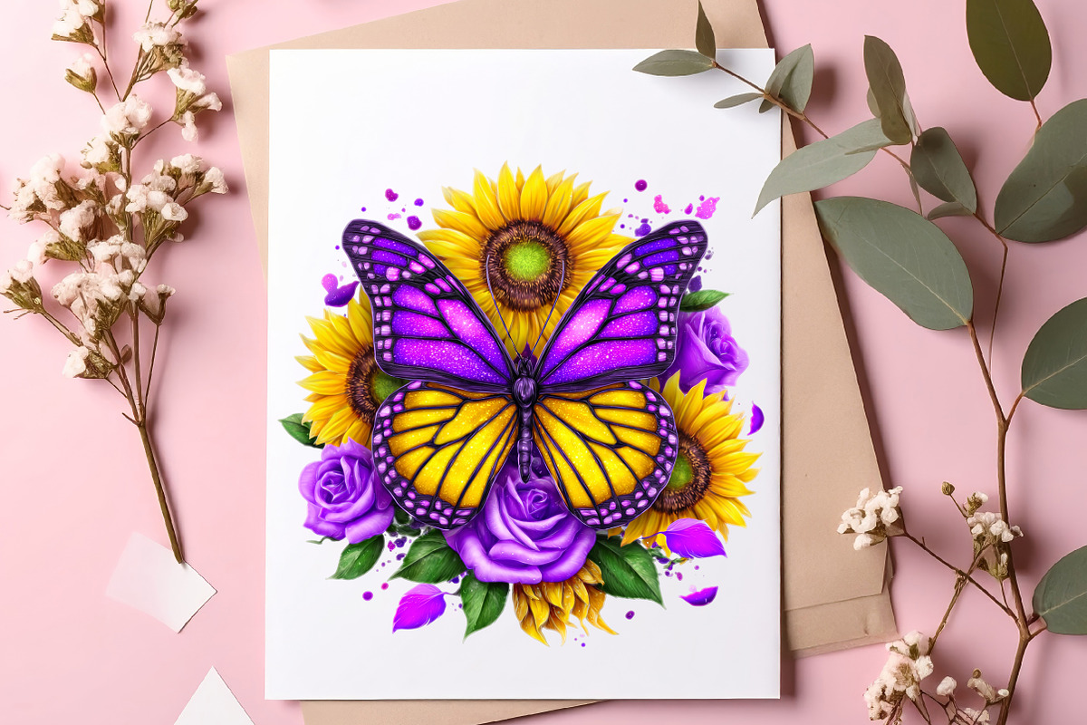 Butterfly Sublimation Clipart, an Illustration by SinaCreation (Photo 3 of 6)