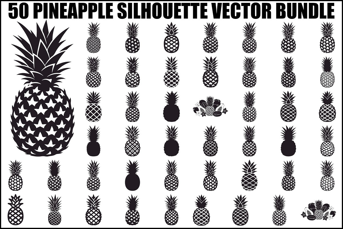 Pineapple Silhouette Vector Bundle, an Illustration by jahid234 (Photo 1 of 51)
