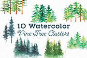 Watercolor Pine Tree Elements, an Illustration by ECHOFOXX (Thumbnail 4 of 4)