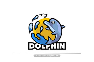 Dolphin mascot sunset nature logo, a Branding & Logo Template by Bayuktx