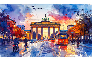 urban scene with brandenburg gate at, an Architecture Photo by Igor Tichonow