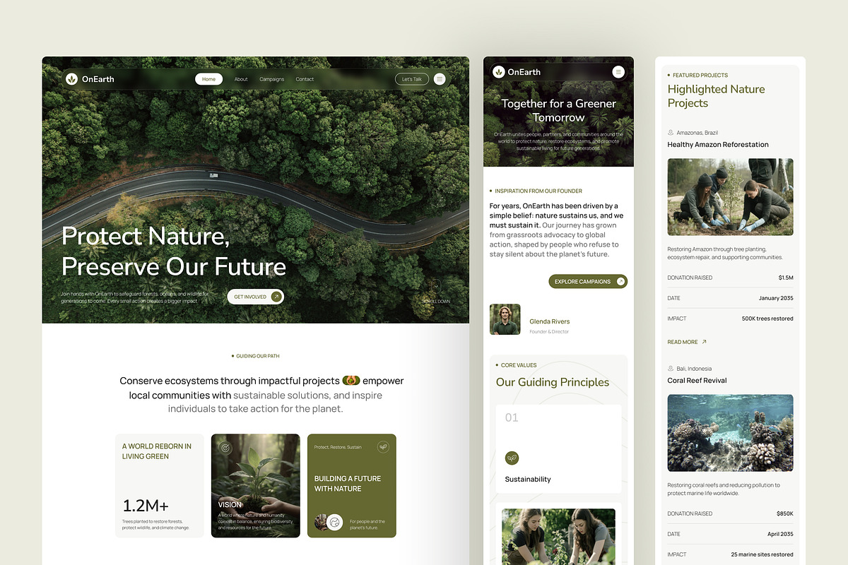 Nature Conservation Website UI Figma, an UI Kit Template by peterdraw