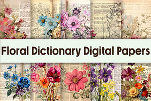 Floral Dictionary Digital Papers