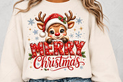 Merry Christmas Reindeer PNG T-Shirt, a Seasonal Illustration by Canvas Craft (Thumbnail 5 of 6)