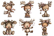 Quirky Christmas Reindeer Clipart, an Illustration by Craft Nest (Thumbnail 5 of 11)