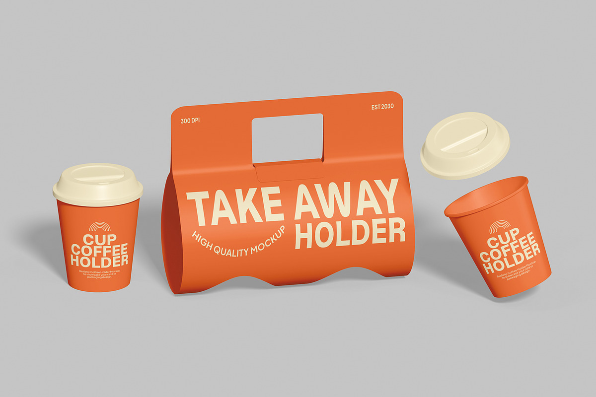 Take Away Holder Mockup, a Cups & Container Mockup by Unerispace (Photo 2 of 5)