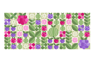 Geometric berry pattern with, an Illustration by art PVP - market