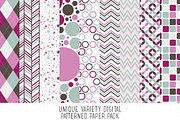 Plum & Aqua Pattern Paper Pack, a Pattern Graphic by Angie Sandy (Thumbnail 1 of 2)