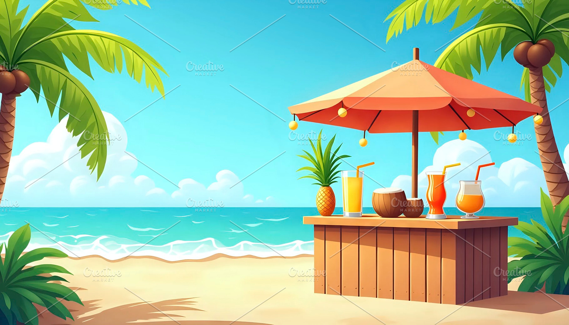 Tropical Island With Coconut Drink S, a Photo by LOGOCREATIVE