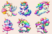 Kawaii Unicorn Stickers Clipart, an Illustration by Designworld (Thumbnail 3 of 7)